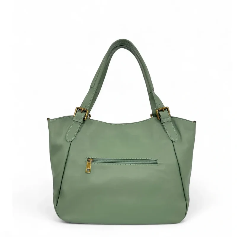 Sac en cuir lisse ELTON Vert amande