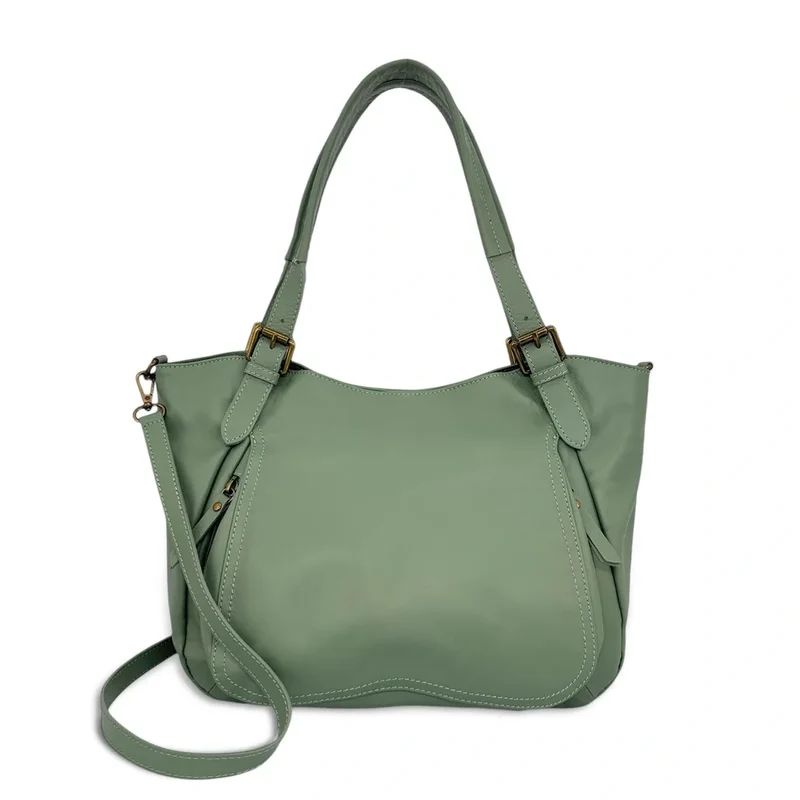 Sac en cuir lisse ELTON Vert amande