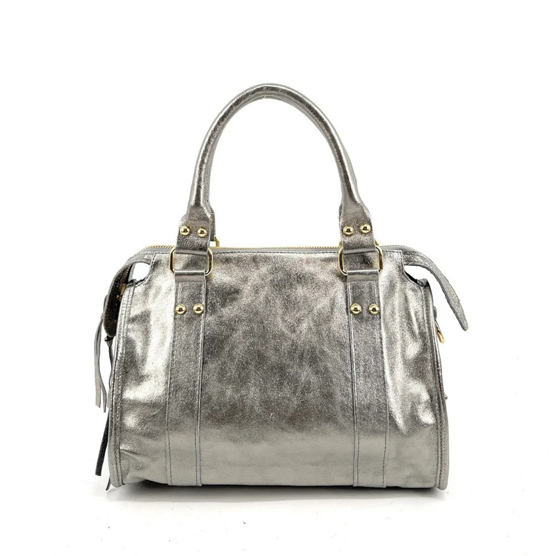 Sac à main en cuir irisé SANDSTORM GOLD Argent clair