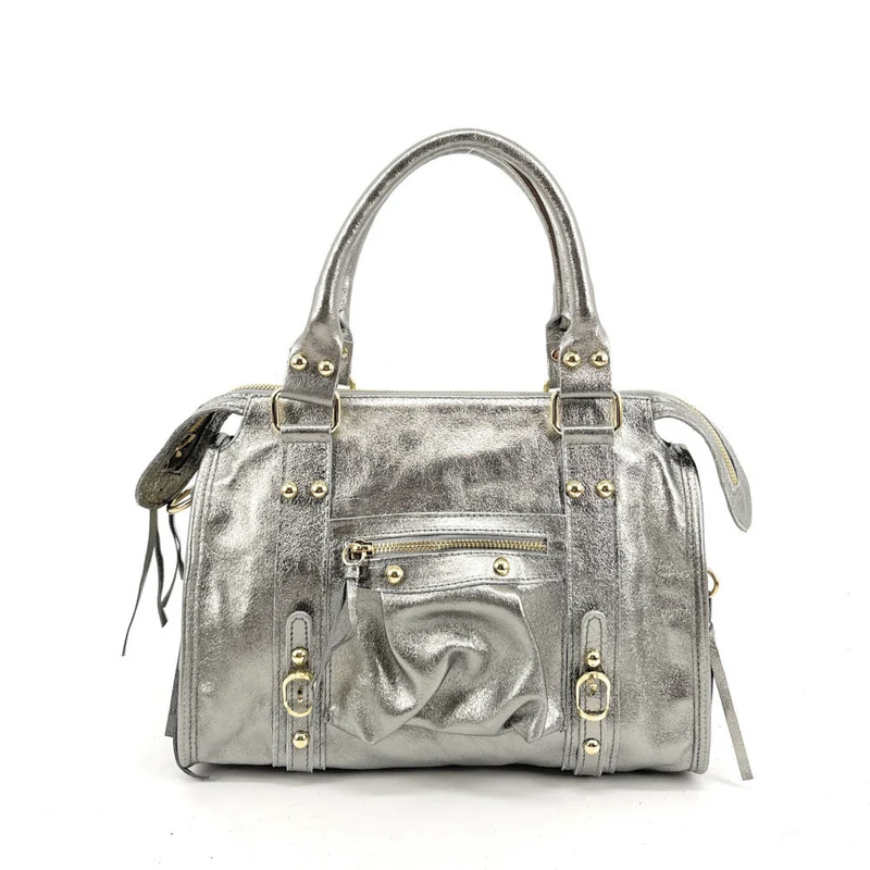 Sac à main en cuir irisé SANDSTORM GOLD Argent clair