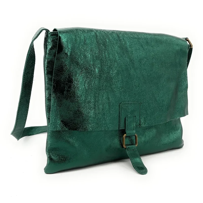 Sac bandoulière en cuir irisé COQUETTE GLOW Vert forêt irisé
