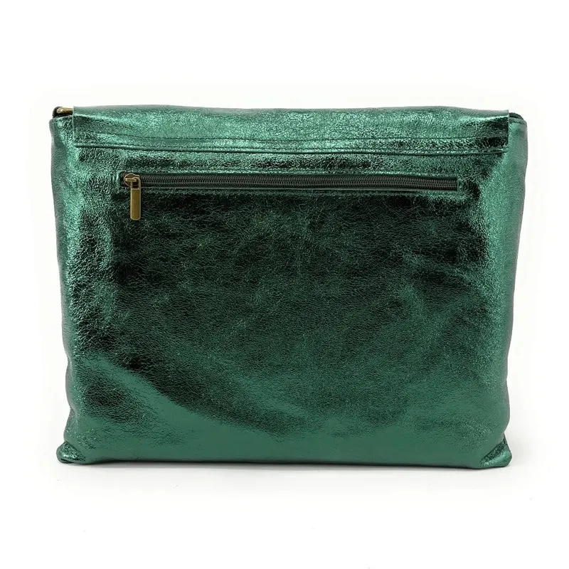 Sac bandoulière en cuir irisé COQUETTE GLOW Vert forêt irisé
