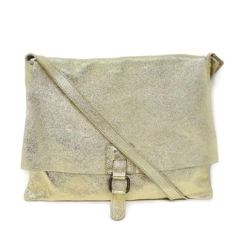 Sac bandoulière en cuir irisé COQUETTE GLOW Or pâle
