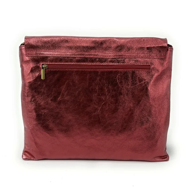 Sac bandoulière en cuir irisé COQUETTE GLOW Framboise irisé