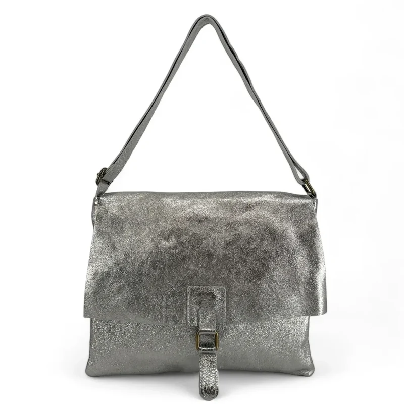 Sac bandoulière en cuir irisé COQUETTE GLOW Argent moyen