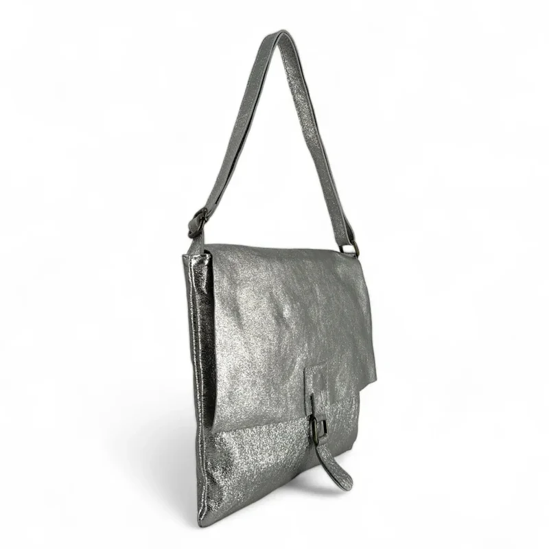 Sac bandoulière en cuir irisé COQUETTE GLOW Argent moyen