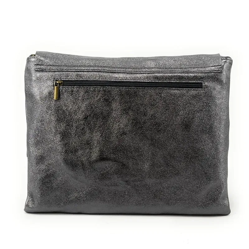 Sac bandoulière en cuir irisé COQUETTE GLOW Argent foncé