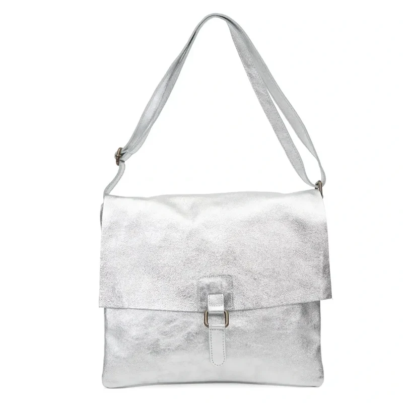 Sac bandoulière en cuir irisé COQUETTE GLOW Argent clair