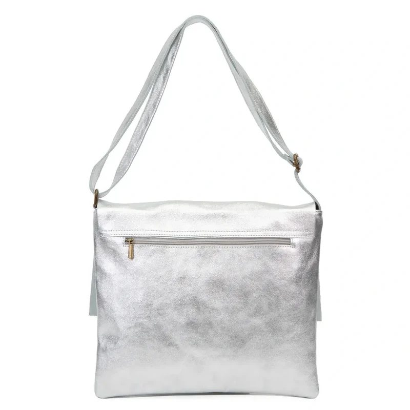 Sac bandoulière en cuir irisé COQUETTE GLOW Argent clair