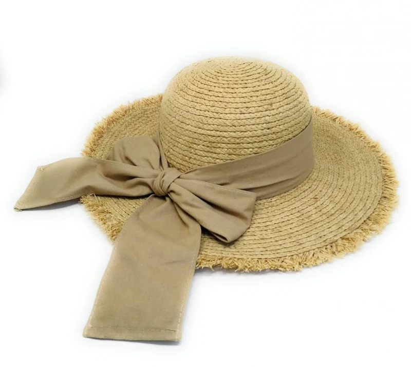 Chapeau en paille tressé CANOPEE Taupe clair