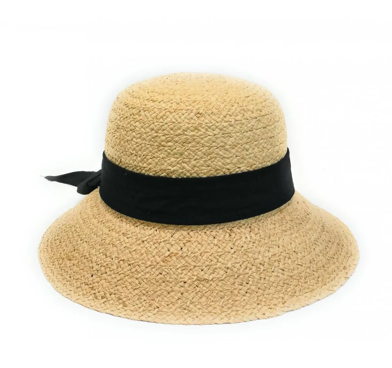 Chapeau en paille tressé brute CHAPO CHAPI Noir