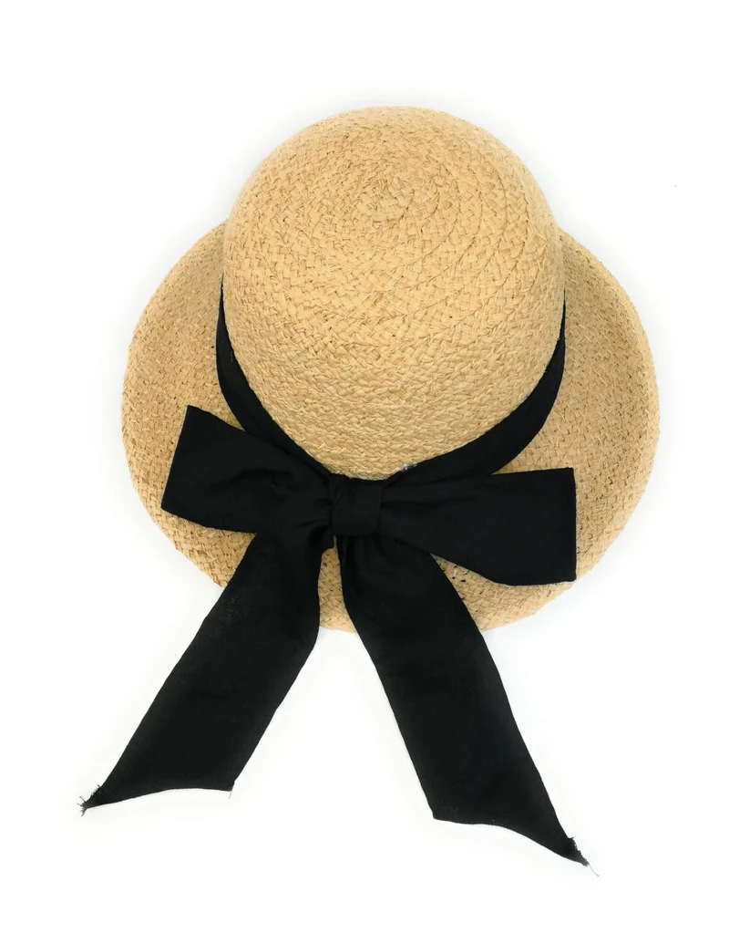 Chapeau en paille tressé brute CHAPO CHAPI Noir