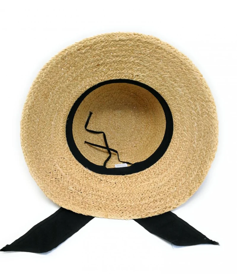 Chapeau en paille tressé brute CHAPO CHAPI Noir