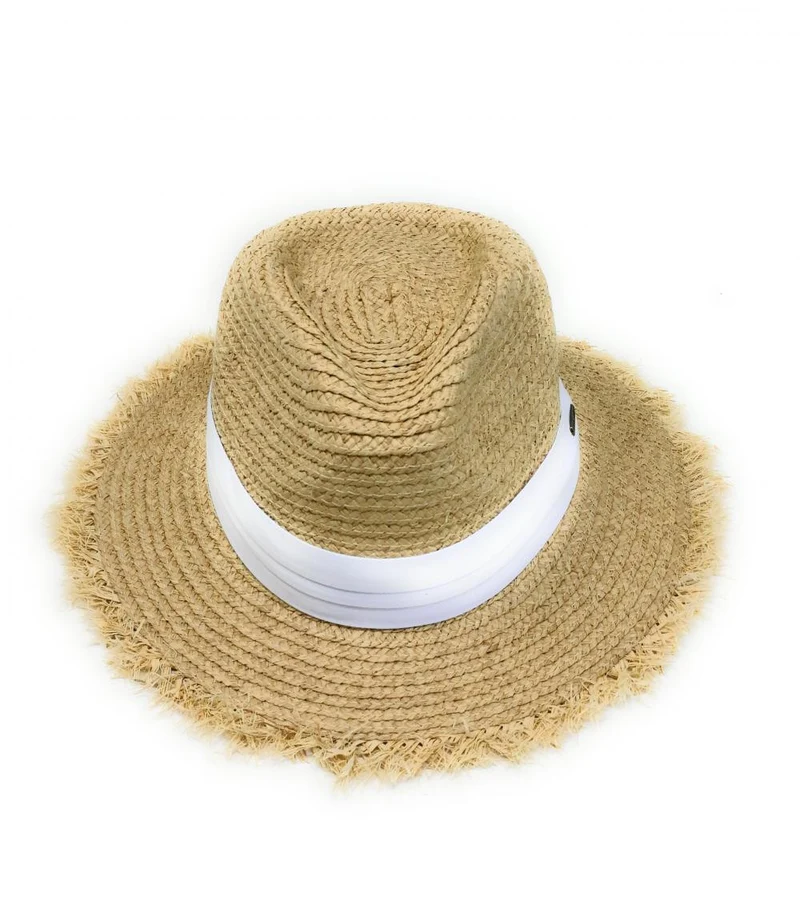 Chapeau en paille tressé SUMMER BY OMB Blanc