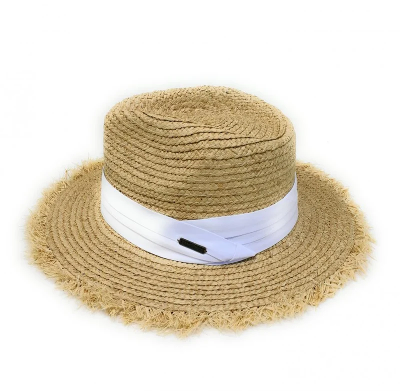 Chapeau en paille tressé SUMMER BY OMB Blanc
