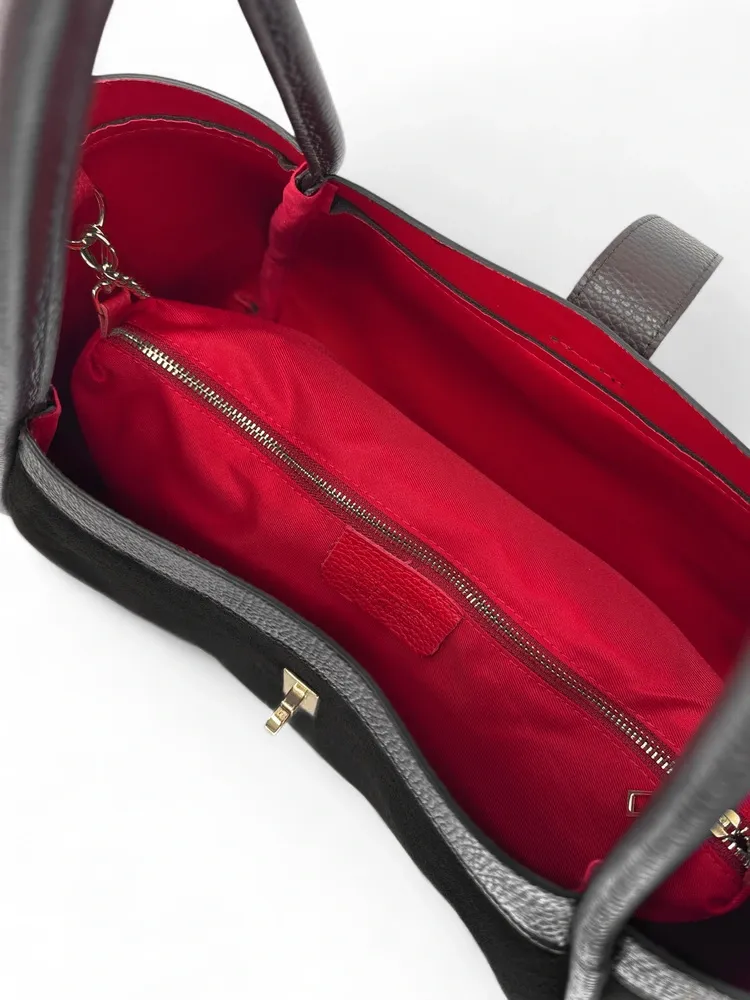 Cabas bowler bi-matière ABERDEEN Noir