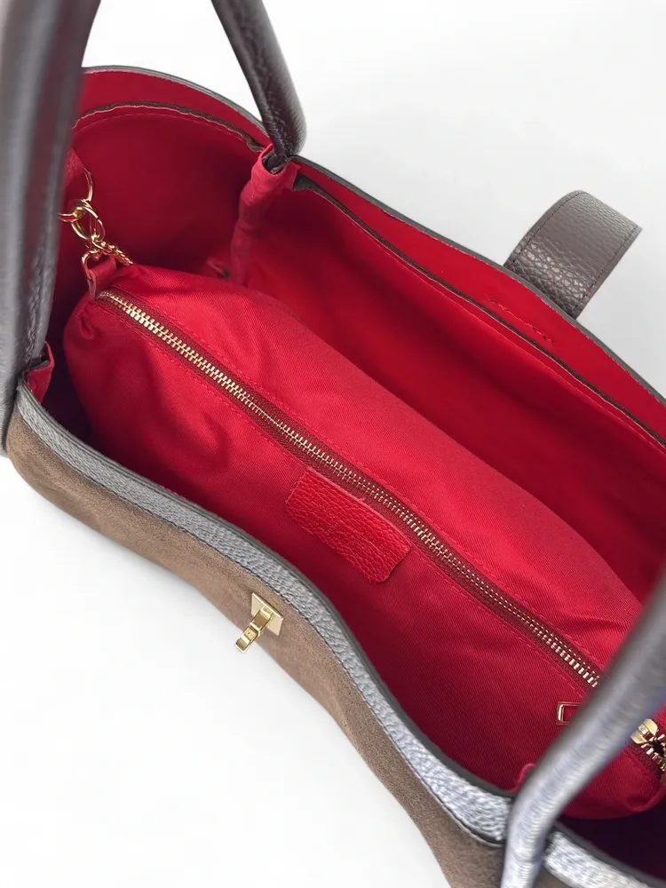 Cabas bowler bi-matière ABERDEEN Chocolat