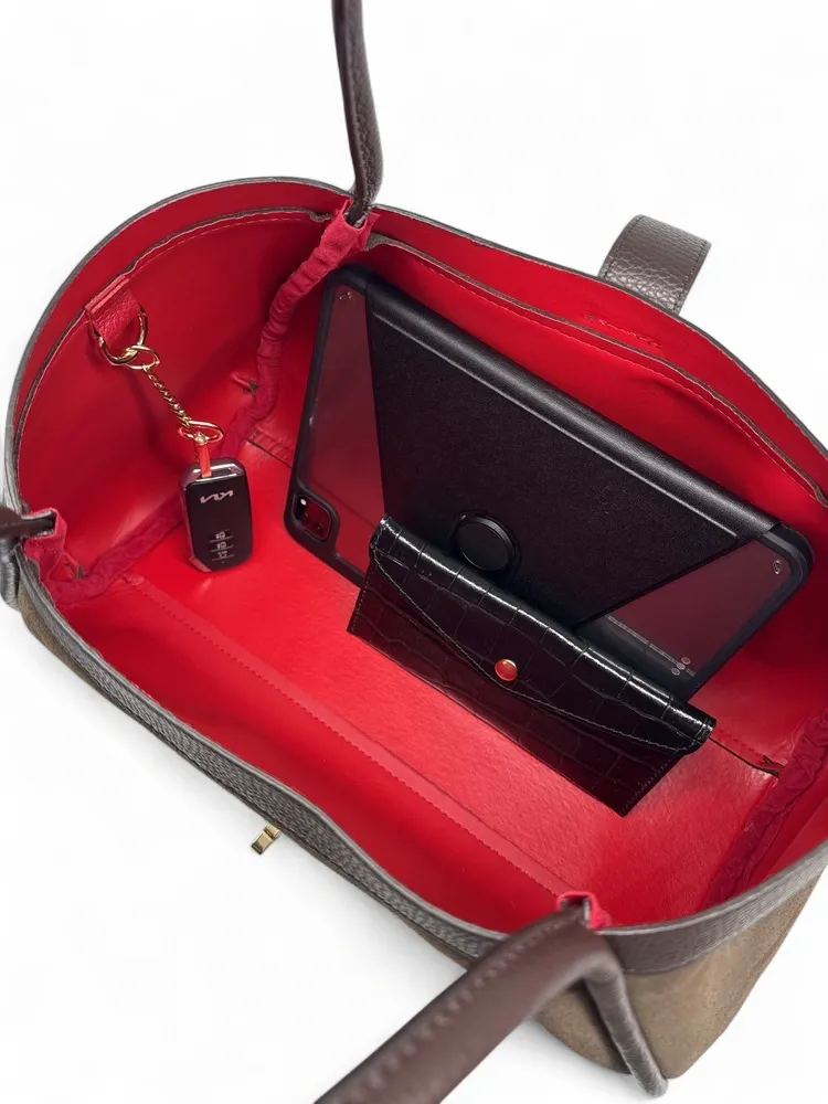 Cabas bowler bi-matière ABERDEEN Chocolat