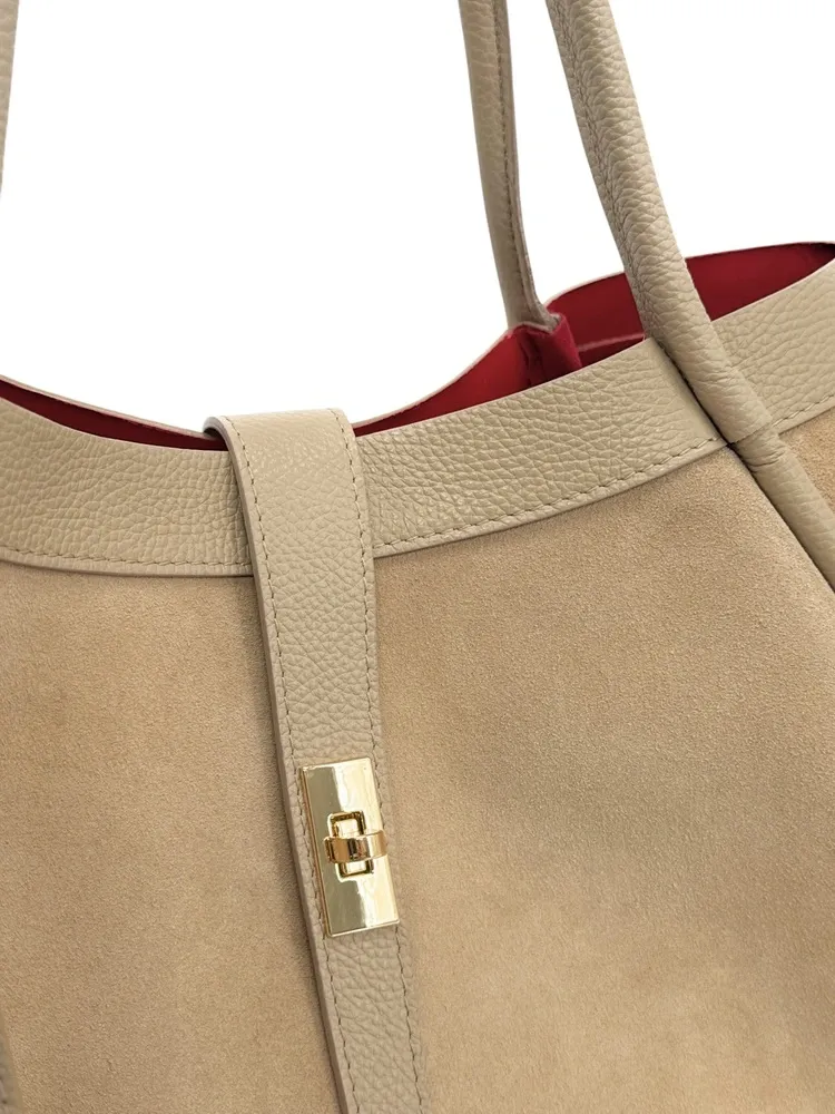 Cabas bowler bi-matière ABERDEEN Beige crème