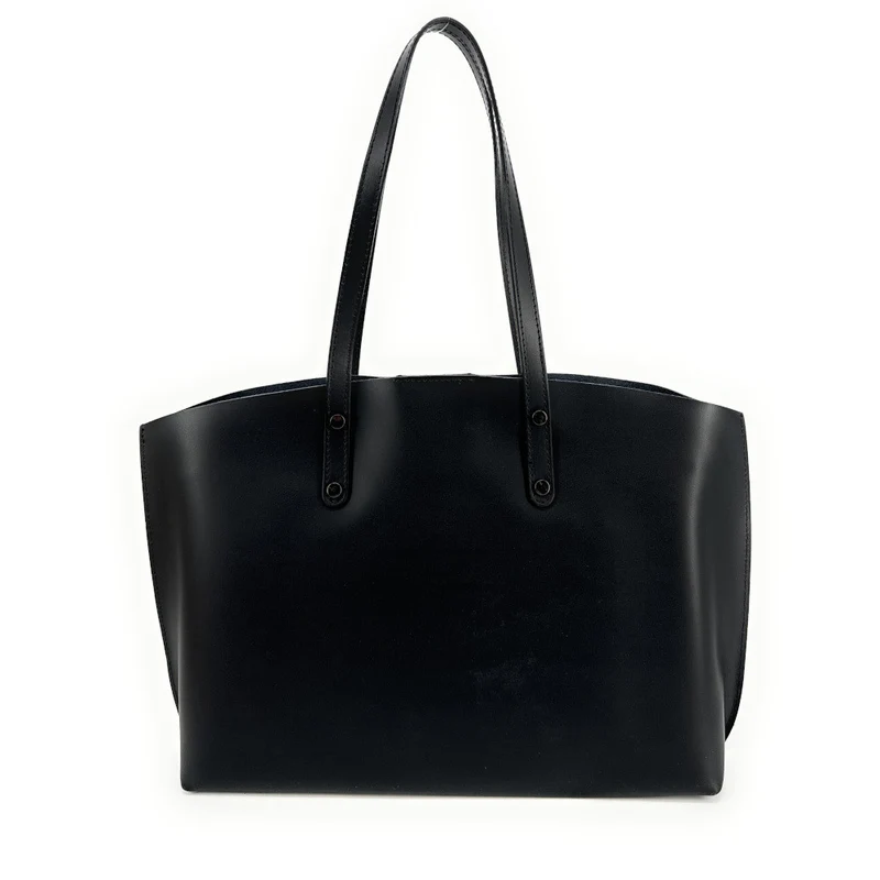 Grand sac cabas en cuir lisse VINCENNES Noir