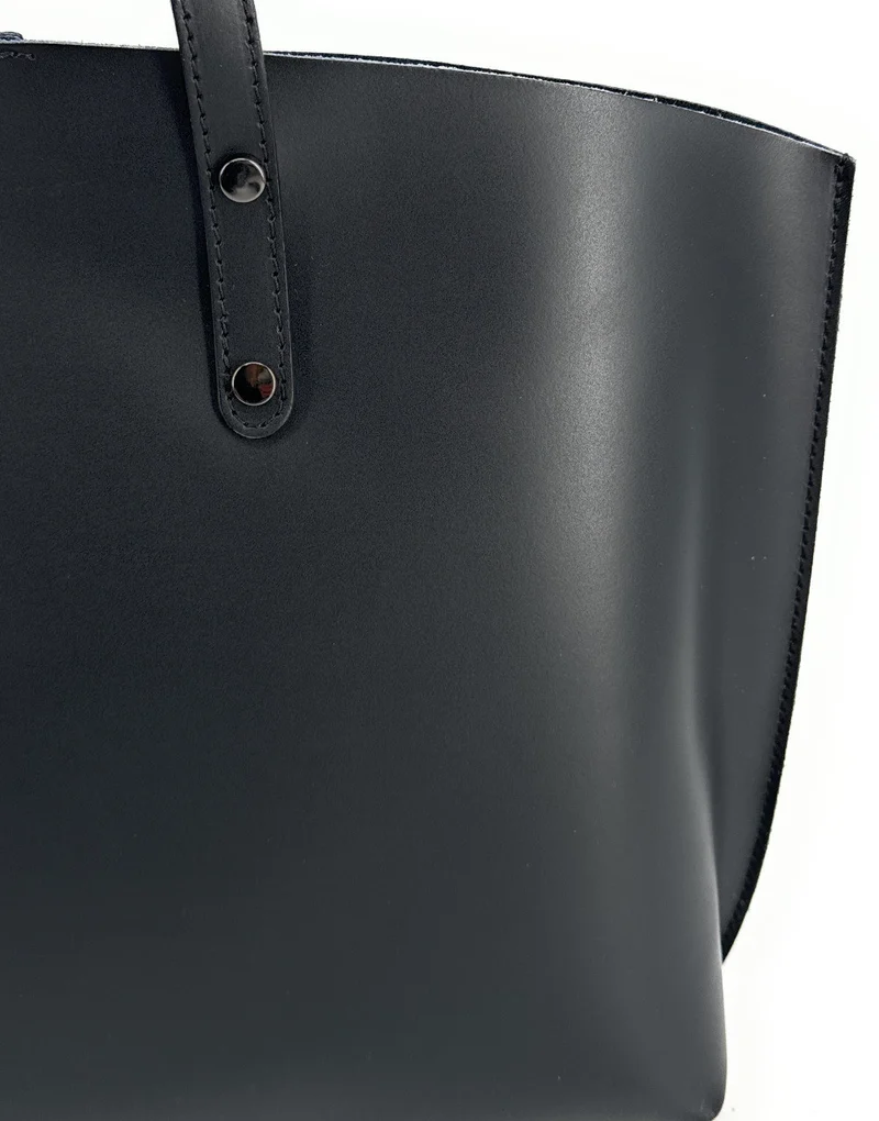 Grand sac cabas en cuir lisse VINCENNES Noir