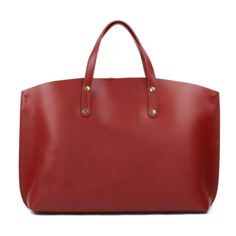Grand sac à main en cuir glacé CHANTILLY Rouge foncé