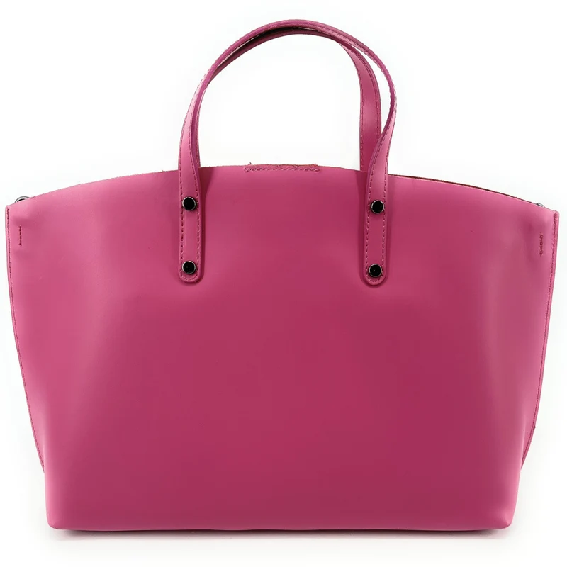 Grand sac à main en cuir glacé CHANTILLY Rose intense
