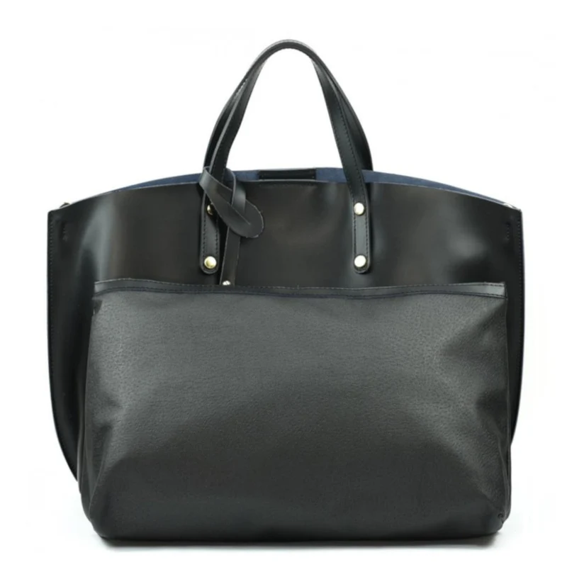 Grand sac à main en cuir glacé CHANTILLY Noir