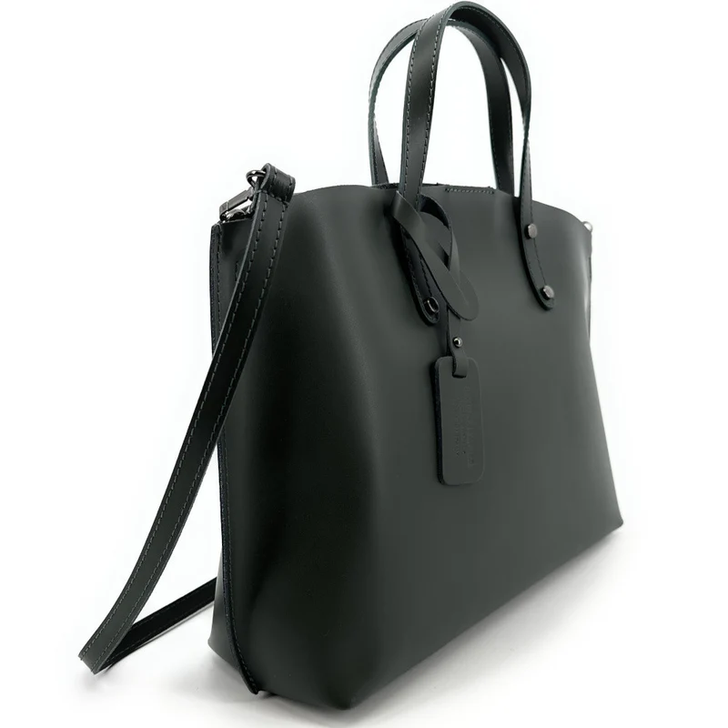 Grand sac à main en cuir glacé CHANTILLY Kaki