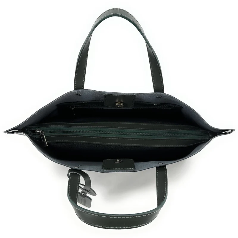 Grand sac à main en cuir glacé CHANTILLY Kaki