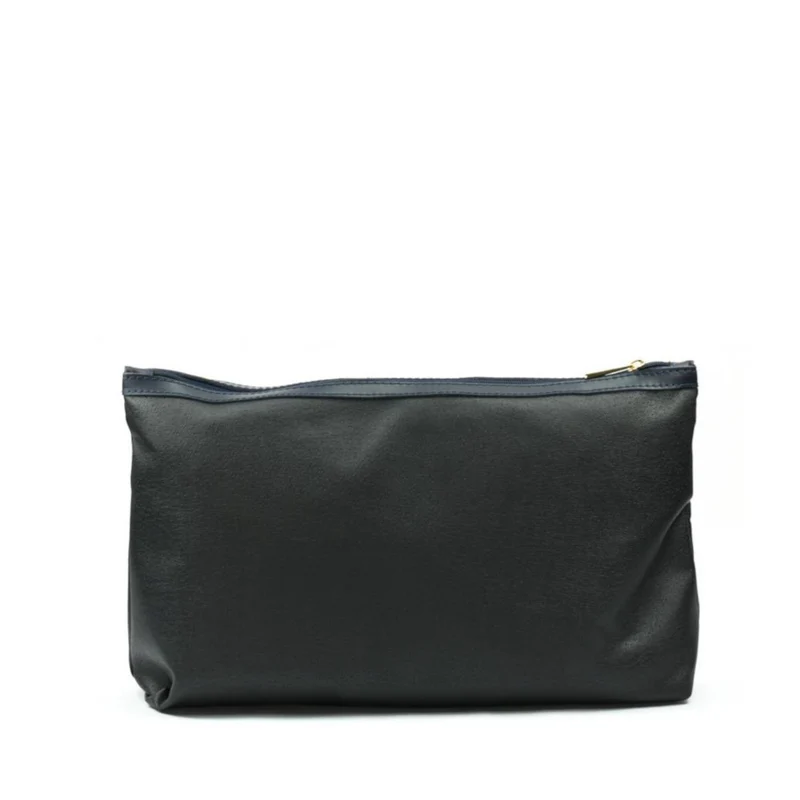 Grand sac à main en cuir glacé CHANTILLY Bleu marine
