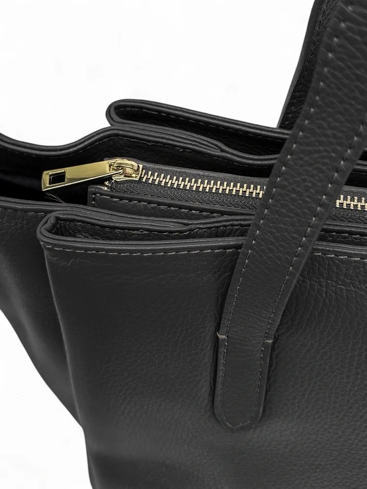 Grand sac en cuir grainé TITANIA Noir