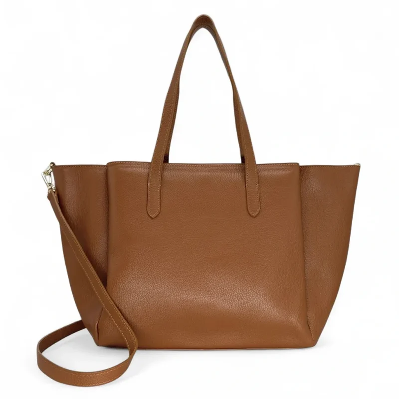 Grand sac en cuir grainé TITANIA Camel foncé