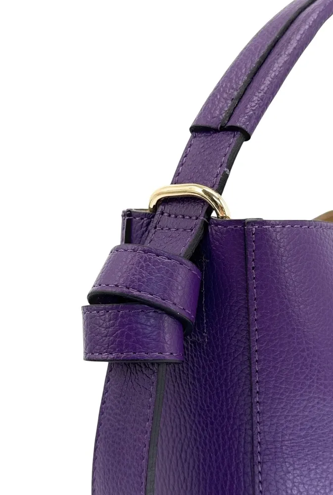 Sac seau et pochette en cuir grainé BIRDIE Violet