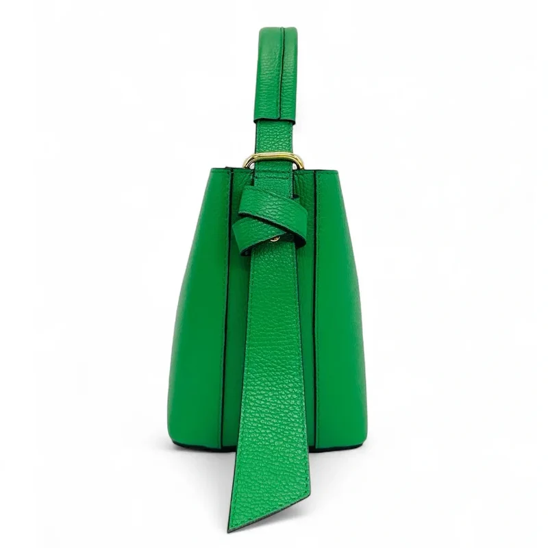 Sac seau et pochette en cuir grainé BIRDIE Vert anglais