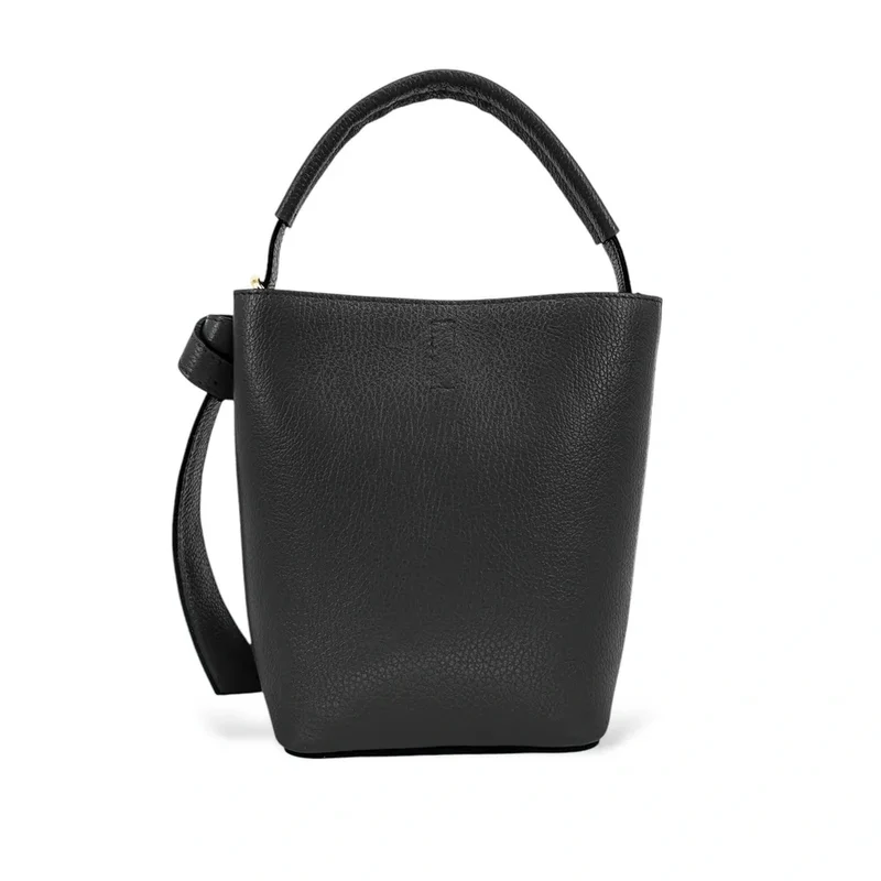 Sac seau et pochette en cuir grainé BIRDIE Noir