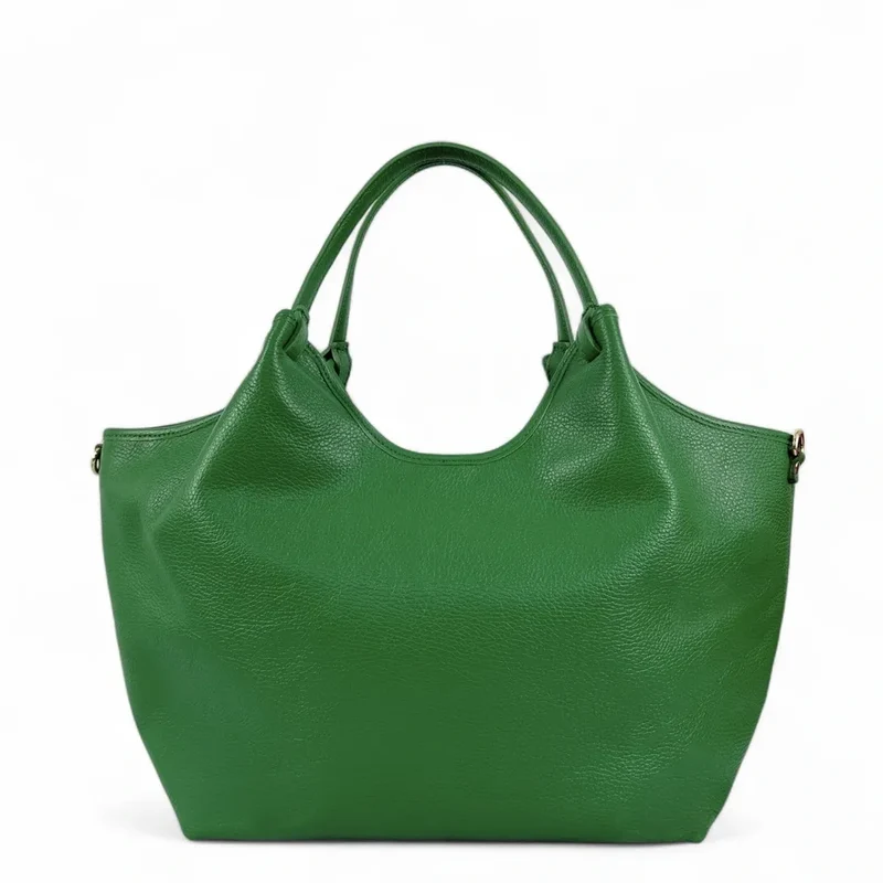Sac cabas en cuir grainé ALYSSA Vert anglais