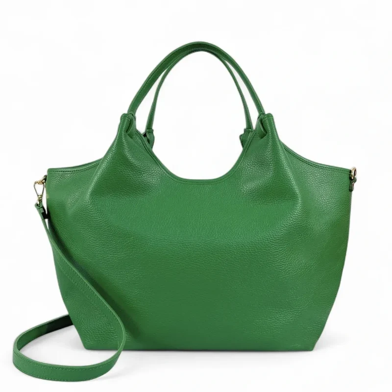 Sac cabas en cuir grainé ALYSSA Vert anglais