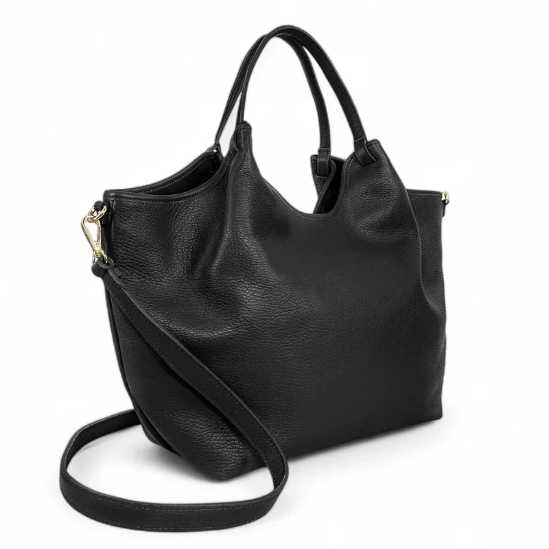 Sac cabas en cuir grainé ALYSSA Noir