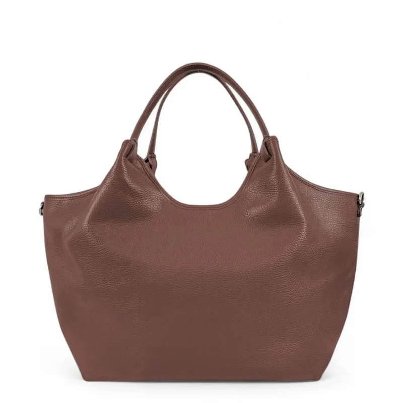 Sac cabas en cuir grainé ALYSSA Chocolat