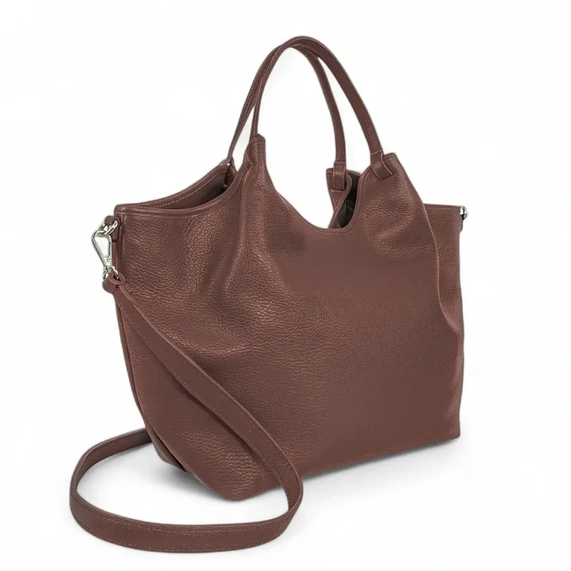 Sac cabas en cuir grainé ALYSSA Chocolat