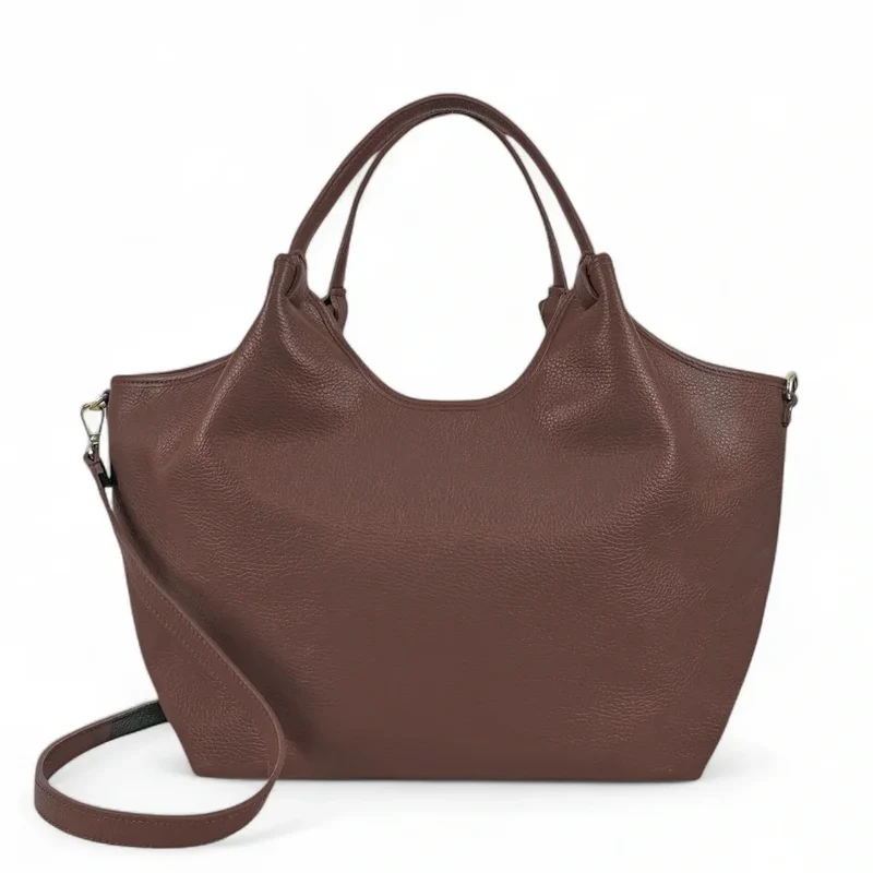 Sac cabas en cuir grainé ALYSSA Chocolat
