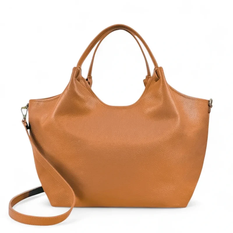 Sac cabas en cuir grainé ALYSSA Camel