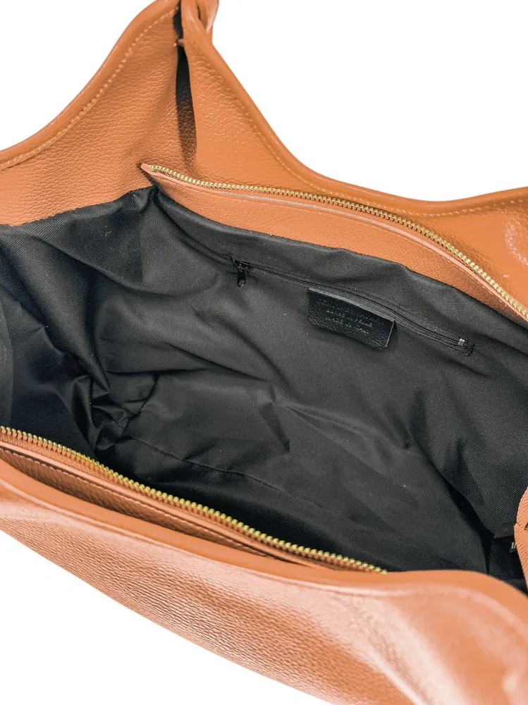 Sac cabas en cuir grainé ALYSSA Camel