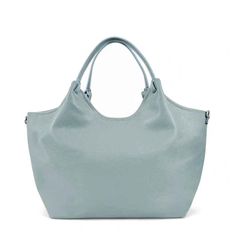 Sac cabas en cuir grainé ALYSSA Bleu pastel