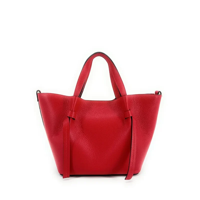 Sac cabas en cuir grainé LITTLE RUBY Rouge garance