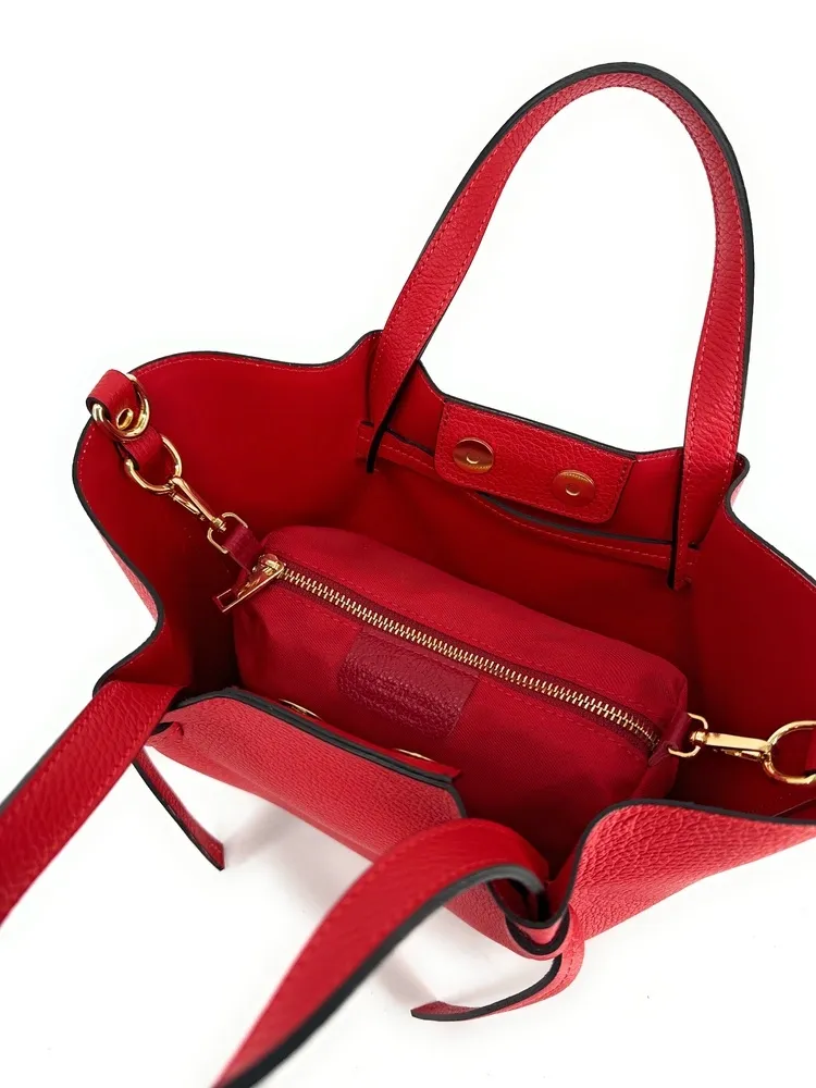Sac cabas en cuir grainé LITTLE RUBY Rouge garance