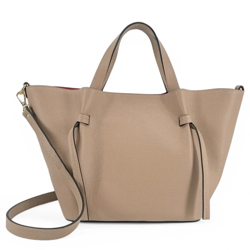 Sac cabas en cuir grainé RUBY Taupe