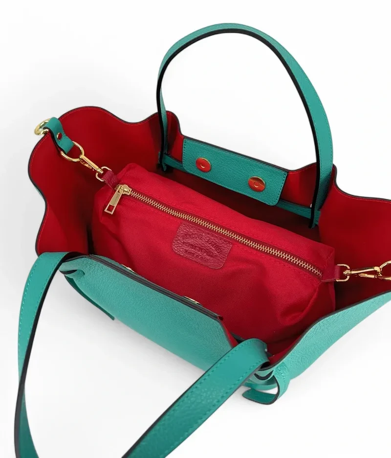 Sac cabas en cuir grainé RUBY Lagon