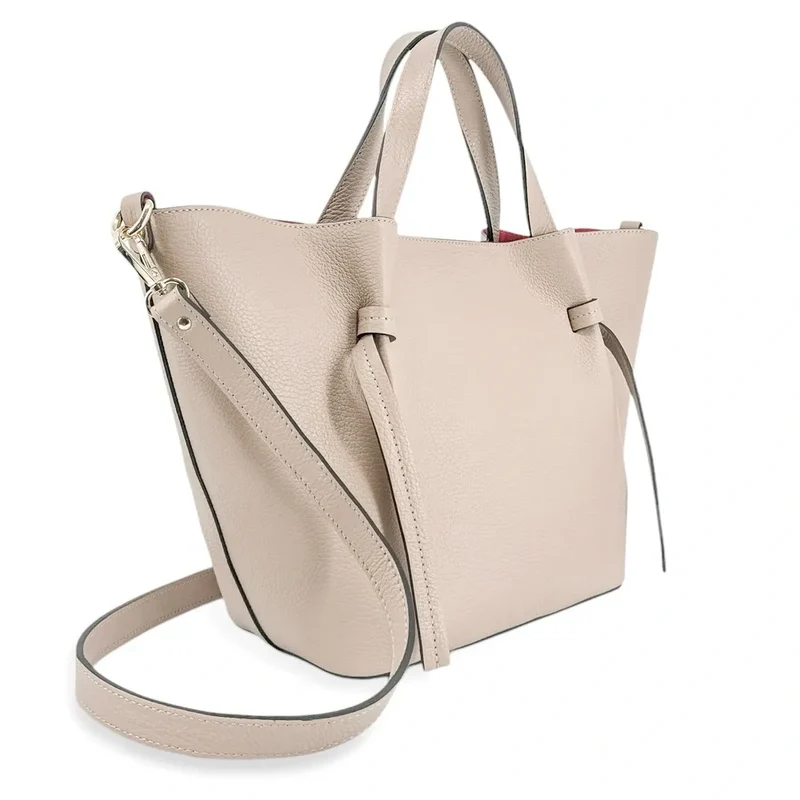 Sac cabas en cuir grainé RUBY Beige crème